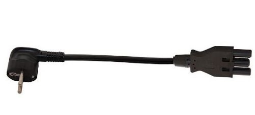 Qneqt netsnoer met platte 3 polige female connector en haakse randaarde stekker 2,0m 3x1,5mm2 70° zwart